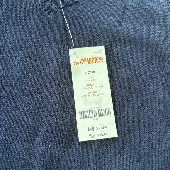 NEW Gymboree Boys Medium 7/8 Knit Sweater Vest Navy Blue V-Neck - Picture 4 of 4